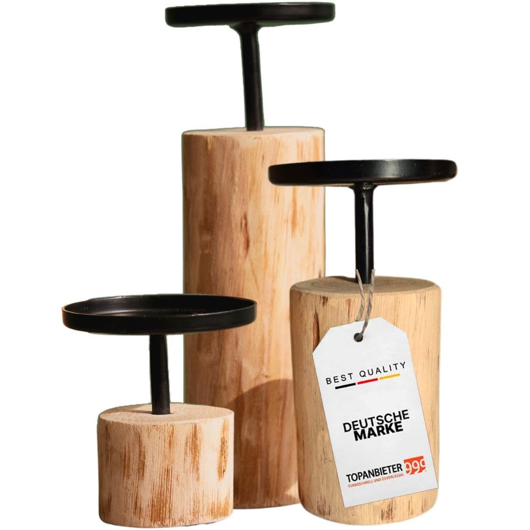 topanbieter999-kerzenst-nder-3er-set-holz-metall-8-22cm image 1